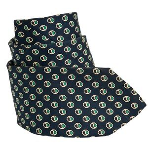 BROOKS BROTHERS Makers Silk Necktie USA Designer Geometric Navy/Green/Tan